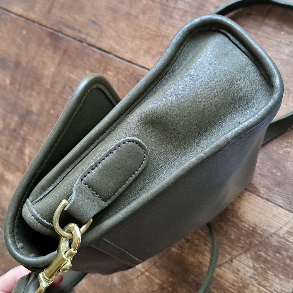 Coach Olive Green Leather Crossbody Satchel - Picture 6 of 13